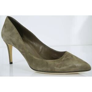 Gucci Brooke Classic Taupe Distressed Suede Pointed Toe Pump SZ 38 New